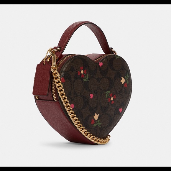 COACH HEART CROSSBODY SIGNATURE CANVAS HEART PETAL PRINT NWOT - Picture 2 of 9